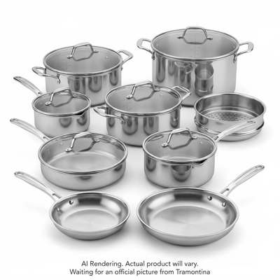Tramontina Tempo 14 Pc Tri-Ply Base Stainless Steel Cookware Set (80154/012DS)