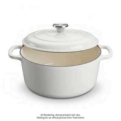 Tramontina S1000 6.5 Qt Covered Round Dutch Oven - Cast Iron - White - Ss Knob - Gourmet (80131/399DS)