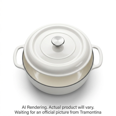 Tramontina S1000 6.5 Qt Covered Round Dutch Oven - Cast Iron - White - Ss Knob - Gourmet (80131/White)