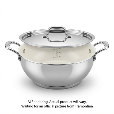 Tramontina 6 Qt Covered Kadai - Stainless Steel - Ceramic Natural Arc (98051/007DS)