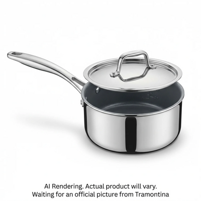 Tramontina 2.2 Qt Covered Sauce Pan - Stainless Steel Tri-Ply Clad Ceramic Natural (98051/016DS)