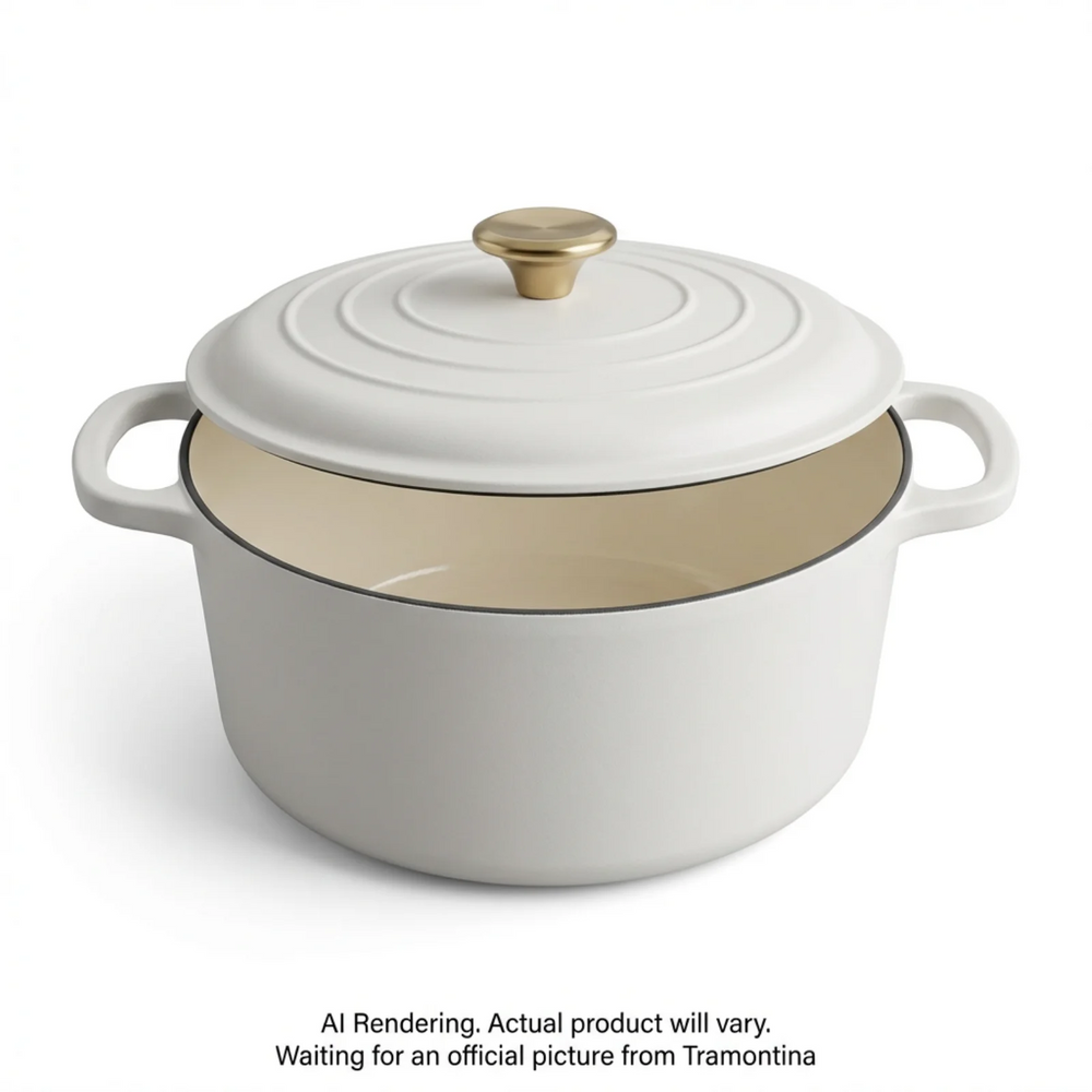 Tramontina Bestow 5.5 Quart Enameled Cast Iron Covered Round Dutch, Matte White