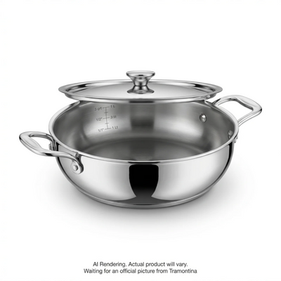 Tramontina Utsava Tri-Ply Clad Stainless Steel Covered Kadai, 2.75 Quarts (98050/011DS)