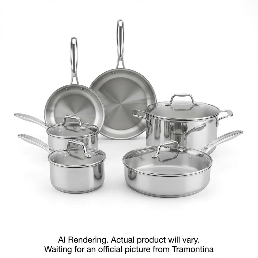 Tramontina Tempo Tri-Ply Base Stainless Steel Cookware Set, 10 Pc