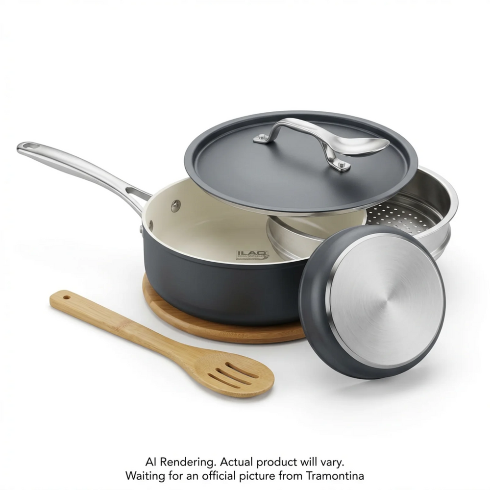 Tramontina All in One Plus Pan, 5 Quart Ceramic Non Stick, Charcoal