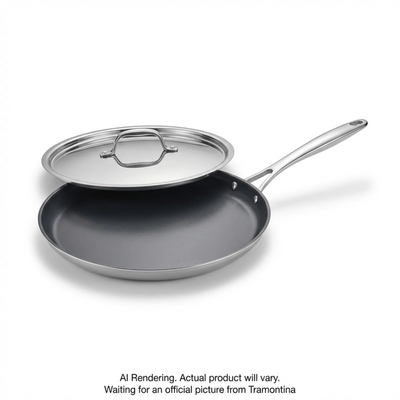 Tramontina Utsava Tri-Ply Clad Stainless Steel Ceramic Nonstick Dosa Tawa, 12 Inches (98051/010DS)