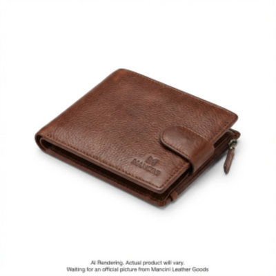 Mancini Fifth Avenue RFID Secure Center Wing Wallet with Coin Pocket (2025183-BROWN)