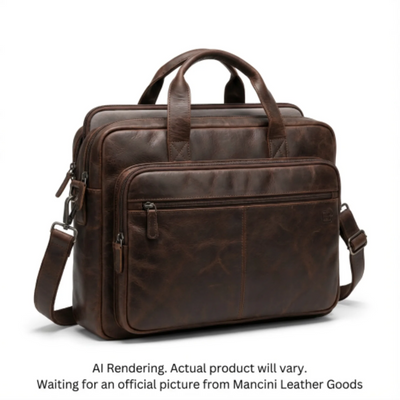 Mancini Buffalo Double Compartment Briefcase (99-54232-BROWN)