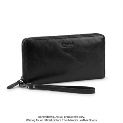 Mancini Casablanca Ladies' Wristlet Clutch Wallet (8700123-BLACK)
