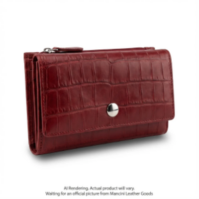 Mancini Croco RFID Secure Medium Clutch Wallet (6600377-RED)