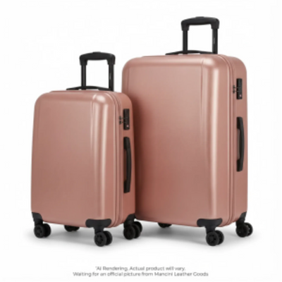Mancini Bermuda Collection Expandable Polypropylene Spinner Luggage Set - Rose Gold (LPP820-2PCS-ROSE-GOLD)