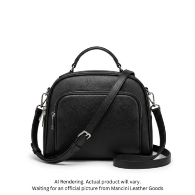 Mancini Pebbled Grain Crossbody Satchel Bag Black (HBP1070-BLACK)