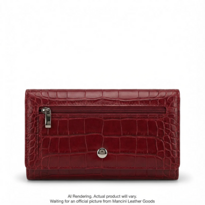 Mancini Croco2 Women’s Trifold Wallet with Enhanced RFID Security (6900296-RED)