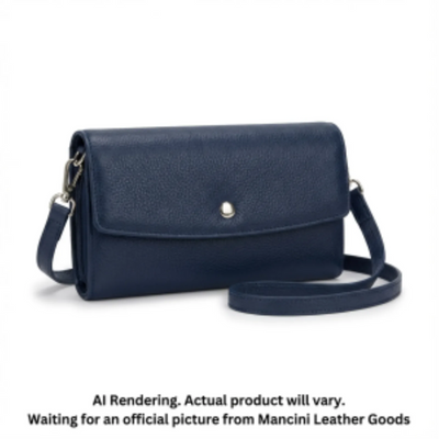 Mancini Pebble RFID Crossbody Wallet (10376-NAVY)