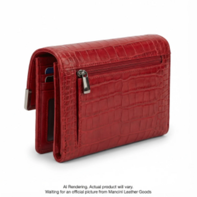 Mancini Croco2 Women’s Medium Clutch Wallet with Enhanced RFID Protection (6900371-RED)