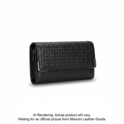 Mancini Basket Weave RFID Secure Clutch Wallet (6500376-BLACK)