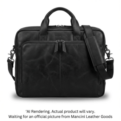 Mancini Buffalo Triple Compartment Briefcase for 15.6" Laptop (99-54805-BLACK)
