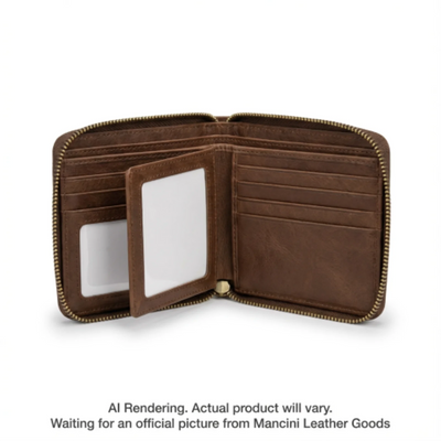 Mancini Boulder Zippered Wallet with Removable Passcase (18-159-BROWN)