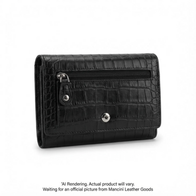 Mancini Croco RFID Secure Medium Clutch Wallet (6600377-BLACK)