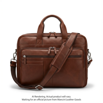 Mancini Double Compartment Briefcase (95-9802-BROWN)