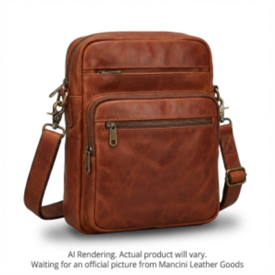 Mancini Unisex Bag with Zip Rear Organizer (1410-12-COGNAC)