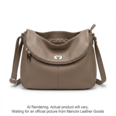 Mancini Pebbled Scarlet Crossbody Hobo Bag Taupe (HBP1051-TAUPE)