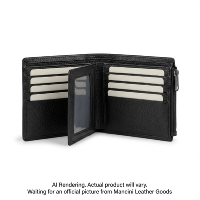 Mancini Fifth Avenue RFID Secure Center Wing Wallet with Coin Pocket (2025183-BLACK)