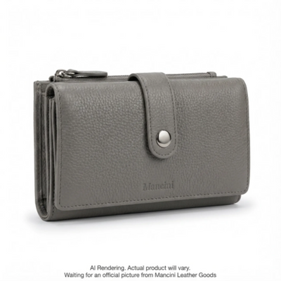 Mancini Pebbled RFID Small Clutch Wallet (10377-GREY)