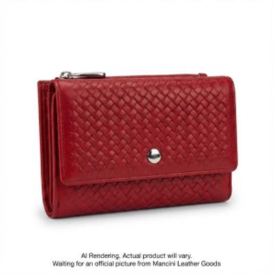 Mancini Basket Weave RFID Secure Trifold Wallet (6500377-RED)