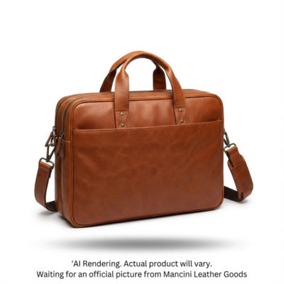 Mancini Double Compartment Briefcase (1410-03-COGNAC)