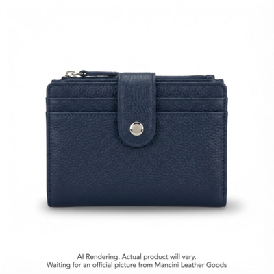 Mancini Pebbled RFID Small Clutch Wallet (10377-NAVY)