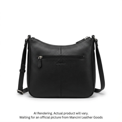 Mancini Pebbled Susan Crossbody Hobo (HBP1068-BLACK)