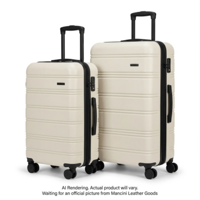 Mancini LPP823 2-Piece Cream Spinner Luggage Set (LPP823-2PCS-CREAM)