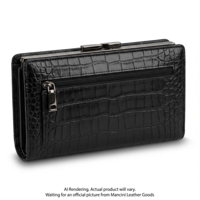 Mancini Croco RFID Secure Clutch Wallet (6600376-BLACK)