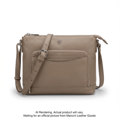 Mancini Pebbled Sheilagh Crossbody Organizer Bag (HBP1089-MUSHROOM)