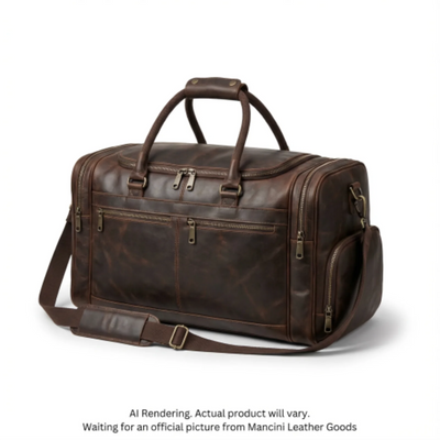 Mancini Buffalo Classic Duffel Bag with Shoe Compartment (99-54814-BROWN)