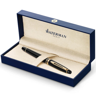 Waterman Expert Fountain Pen Gloss Black Medium Nib Gift Box (S0951660)