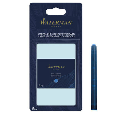 Waterman Fountain Pen Ink Cartridges Long Standard Serenity Blue 8 Count (S0713021)