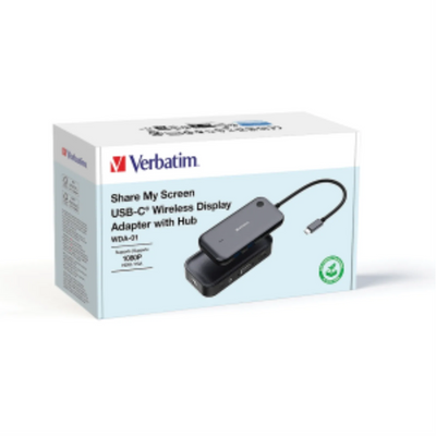 Verbatim WHA-01 USB-C Wireless 1080p HDMI Adapter with USB Hub & Card Reader (32146)