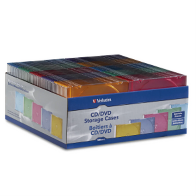 Verbatim CD/DVD/BDR Color Slim Cases 100 Pack (97836)