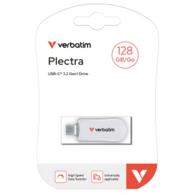 Verbatim Plectra USB-C Flash Drive 128GB White (30229)