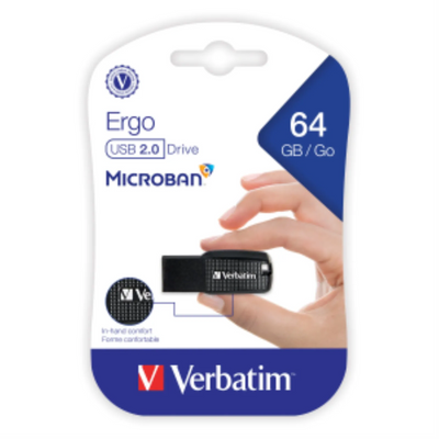 Verbatim 64GB Ergo USB Drive - Black (70877)