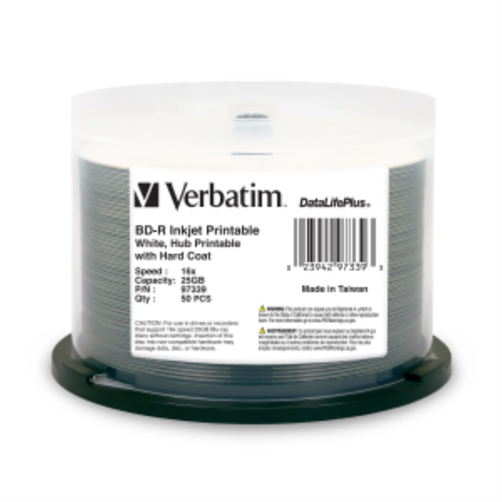 Verbatim BD-R 25GB 16X DL+ WHT IJ HUB 50PK SP