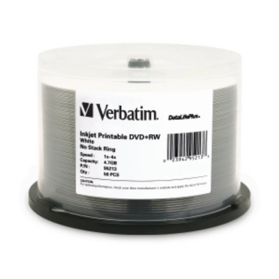 Verbatim DVD+RW 4.7GB 4X 50PK White (95213)