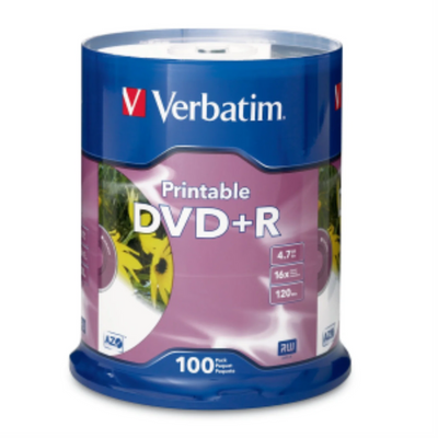 Verbatim DVD+R 4.7G 16X VRB AZO White 100SP (95145)