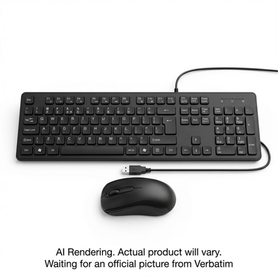 Verbatim Slimline Corded USB Keyboard and Mouse - Black (99202)