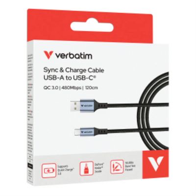 Verbatim USB A to C Sync & Charge Cable 18W 120cm (31843)