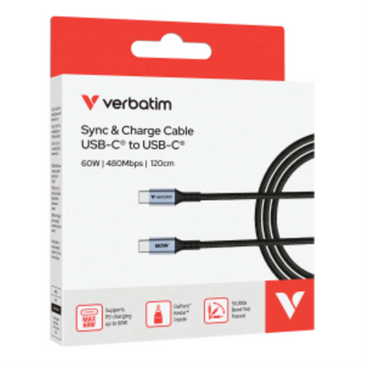 Verbatim Sync & Charge USB C to USB C 60W Cable 120 cm (31845)
