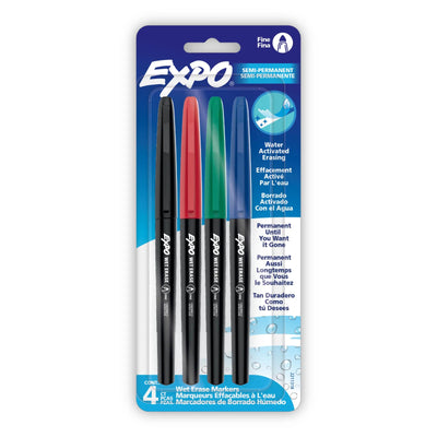 Expo Assorted Fine Tip Wet Erase Markers 4 Count (2211318)