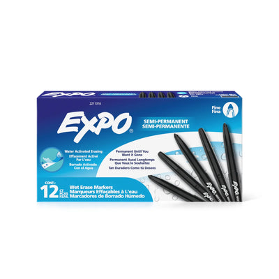 Expo Wet Erase Marker Black Fine Tip (2211316)